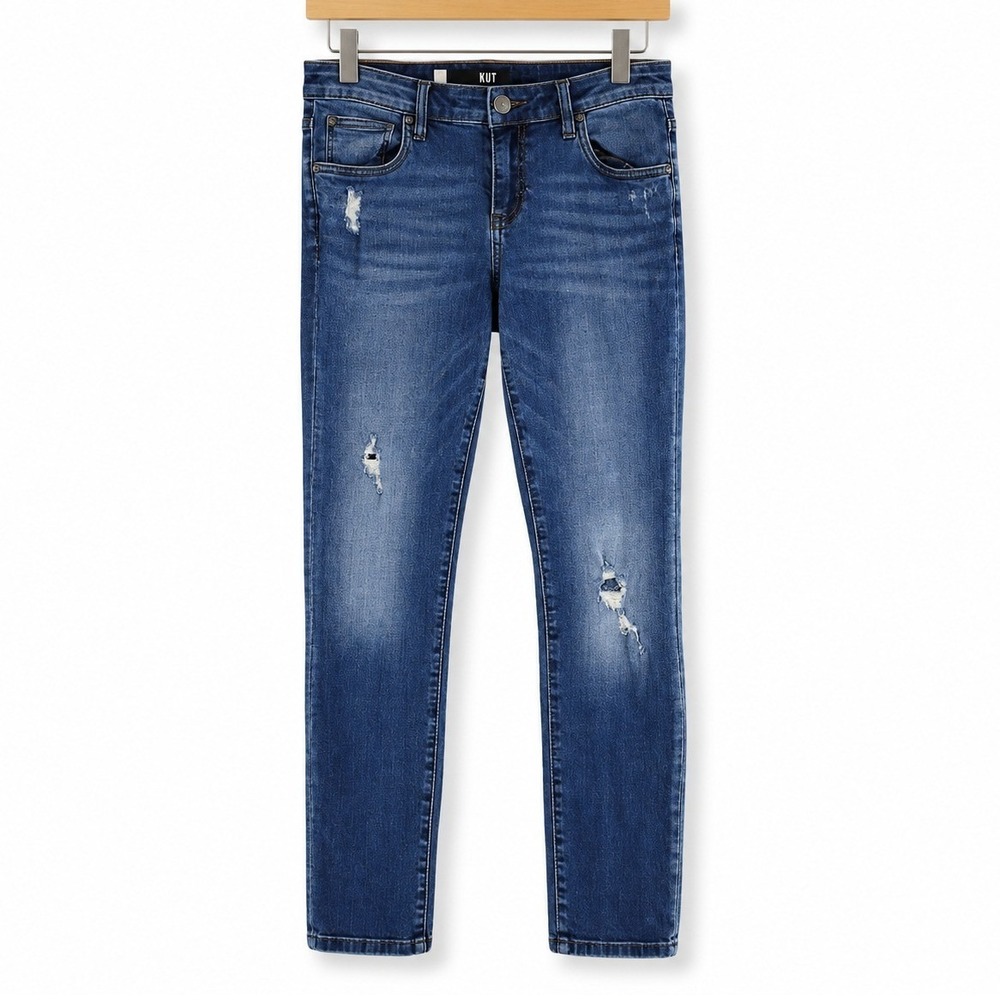 KUT From The Kloth Jeans Womens 2 Distressed Skinny Dark Wash Denim Retro Y2K